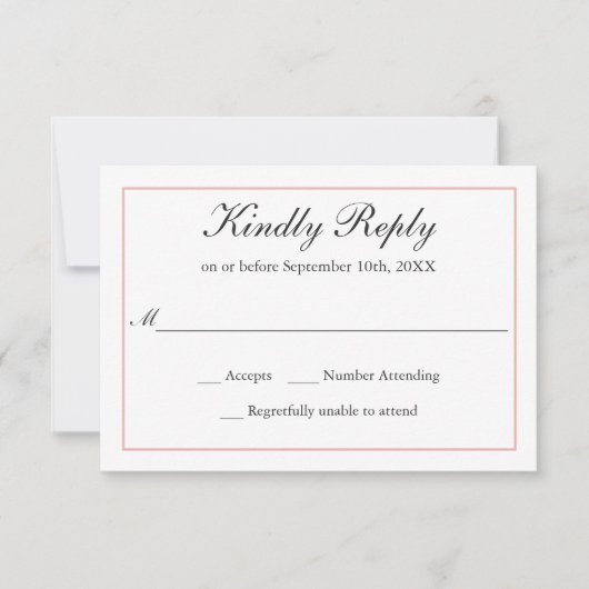 Klassische Elegance Hochzeit RSVP Blush Border (Vorderseite)