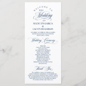 Klassische Elegance Navy Blue Script Hochzeitsfeie Programm (Vorderseite)