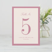 Klassische Elegance Rosa Hochzeitskarte Tischnumme (Stehend Vorderseite)