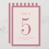 Klassische Elegance Rosa Hochzeitskarte Tischnumme (Vorne/Hinten)