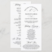 Klassische Elegance Schwarzes Skript, Hochzeitsfei Programm (Vorne/Hinten)