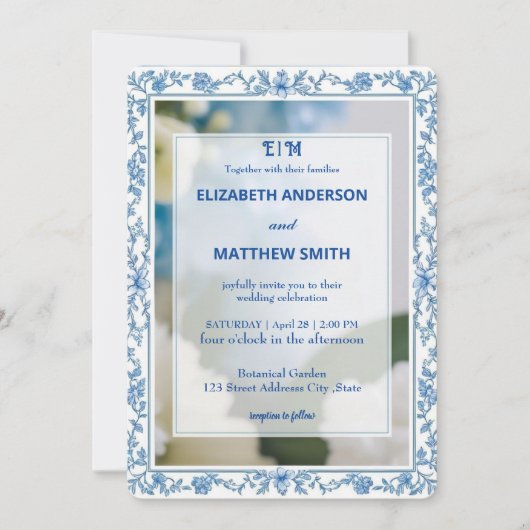 Klassische Elegance Script Blume Einladung (Vorderseite)