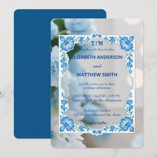 Klassische Elegance Script Blume Einladung (Vorne/Hinten)