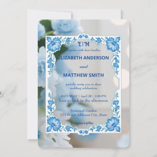 Klassische Elegance Script Blume Einladung (Vorderseite)