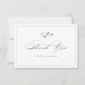 Klassische Elegance Script Einfache Grüne Dankeskarte (Vorderseite)