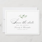 Klassische Elegance Script Einfache Grüne Rett D Save The Date (Vorderseite)