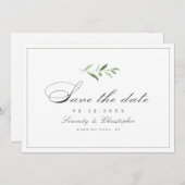 Klassische Elegance Script Einfache Grüne Rett D Save The Date (Vorne/Hinten)