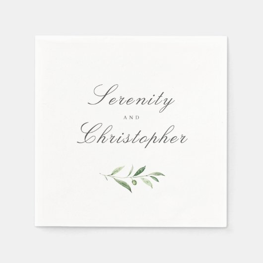 Klassische Elegance Script Einfache Hochzeit im Gr Serviette (Vorderseite)