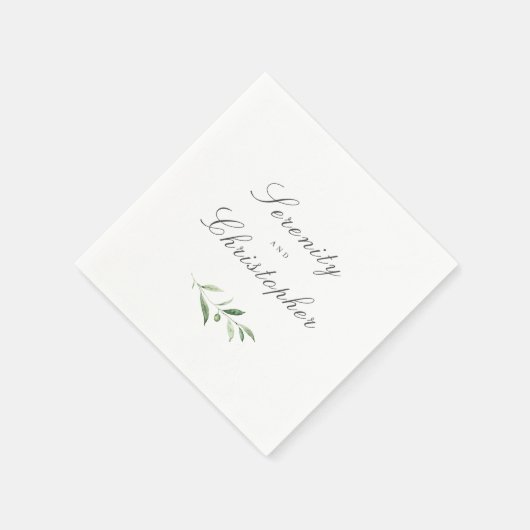 Klassische Elegance Script Einfache Hochzeit im Gr Serviette (Ecke)