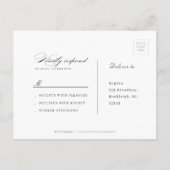 Klassische Elegance Script Einfache Hochzeit RSVP Einladungspostkarte (Rückseite)