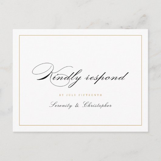 Klassische Elegance Script Einfache Hochzeit RSVP Einladungspostkarte (Vorderseite)