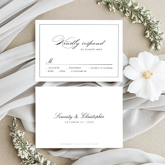 Klassische Elegance Script Einfache Hochzeit RSVP Karte