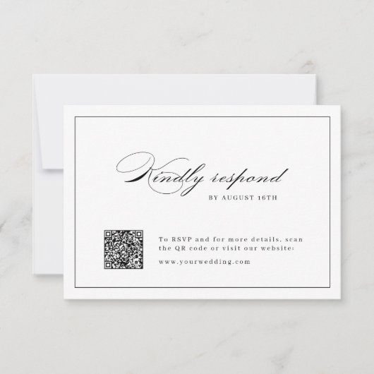 Klassische Elegance Script Einfache QR Code Hochze RSVP Karte (Vorderseite)