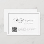 Klassische Elegance Script Einfache QR Code Hochze RSVP Karte (Vorne/Hinten)