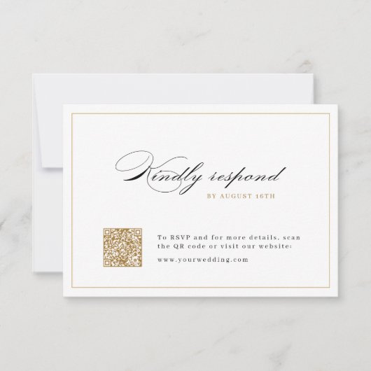 Klassische Elegance Script Einfache QR Code Hochze RSVP Karte (Vorderseite)