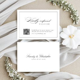 Klassische Elegance Script Einfache QR Code Hochze RSVP Karte