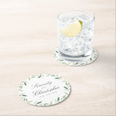 Klassische Elegance Script Greenerity Wedding Runder Pappuntersetzer (Vor Ort)