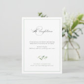 Klassische Elegance Script Greenery Hochzeitsempfa Begleitkarte (Stehend Vorderseite)