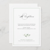 Klassische Elegance Script Greenery Hochzeitsempfa Begleitkarte (Vorne/Hinten)