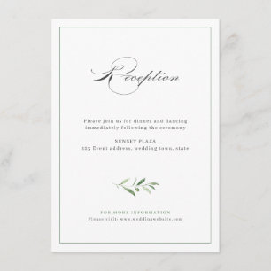 Klassische Elegance Script Greenery Hochzeitsempfa Begleitkarte