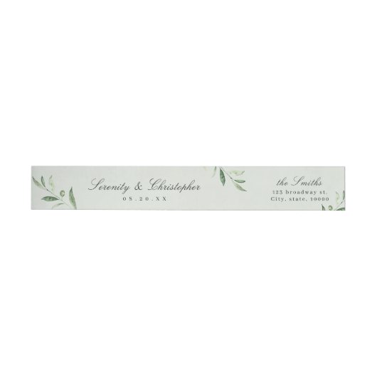Klassische Elegance Script Greenery-Rücksendeadres (Person)