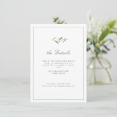 Klassische Elegance Script Greenery Wedding Detail Begleitkarte (Stehend Vorderseite)