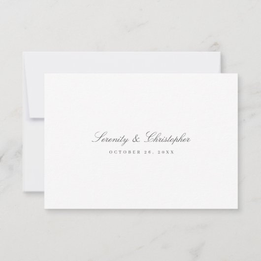Klassische Elegance Script Grüne Hochzeit RSVP (Rückseite)