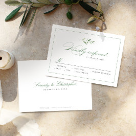 Klassische Elegance Script Grüne Hochzeit RSVP