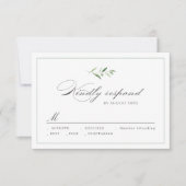 Klassische Elegance Script Grüne Hochzeit RSVP Karte (Vorderseite)