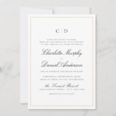 Klassische Elegance Script Minimal Mongram Wedding Einladung (Vorderseite)