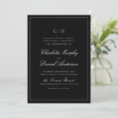 Klassische Elegance Script Minimal Mongram Wedding Einladung (Stehend Vorderseite)
