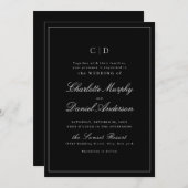 Klassische Elegance Script Minimal Mongram Wedding Einladung (Vorne/Hinten)