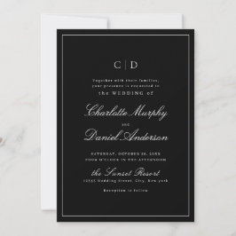 Klassische Elegance Script Minimal Mongram Wedding Einladung