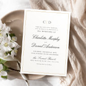 Klassische Elegance Script Minimal Mongram Wedding Einladung