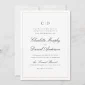 Klassische Elegance Script Minimal Mongram Wedding Einladung (Vorderseite)
