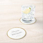 Klassische Elegance Script Minimalistisch Wedding Runder Pappuntersetzer (Vor Ort)