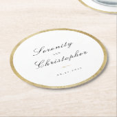 Klassische Elegance Script Minimalistisch Wedding Runder Pappuntersetzer (Angewinkelt)