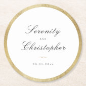 Klassische Elegance Script Minimalistisch Wedding Runder Pappuntersetzer (Vorderseite)
