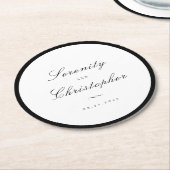 Klassische Elegance Script Minimalistisch Wedding Runder Pappuntersetzer (Angewinkelt)