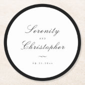 Klassische Elegance Script Minimalistisch Wedding Runder Pappuntersetzer (Vorderseite)