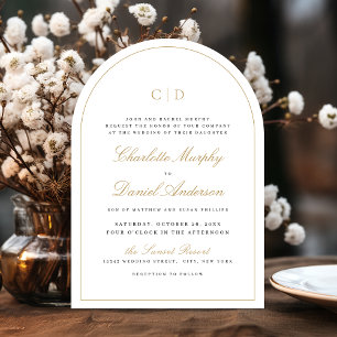 Klassische Elegance Script Mongram Arch Wedding Einladung