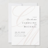 Klassische Elegance Script Monogram Save the Date (Vorderseite)