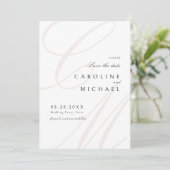 Klassische Elegance Script Monogram Save the Date (Stehend Vorderseite)
