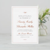 Klassische Elegance Script Rose Gold Einfache Hoch Folieneinladung (Stehend vorne)