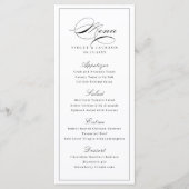 Klassische Elegance Script Simple Wedding Menükarte (Vorderseite)