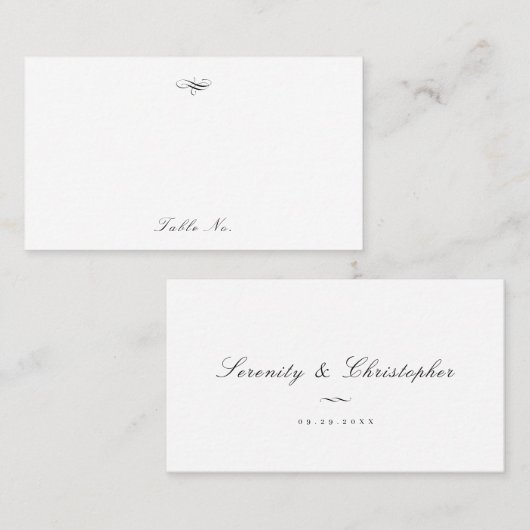 Klassische Elegance Script Simple Wedding Platzkarte (Vorne/Hinten)