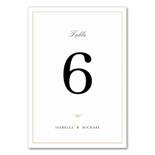 Klassische Elegance Script Simple Wedding Tischnummer (Vorderseite)