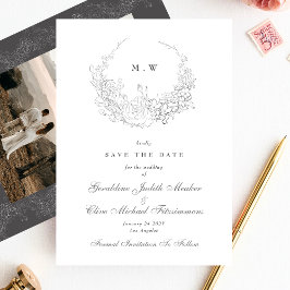 Klassische Elegance | Subtile Wreath Monogram Foto Save The Date