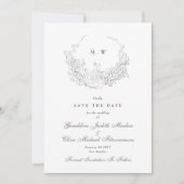 Klassische Elegance | Subtile Wreath Monogram Foto Save The Date (Vorderseite)