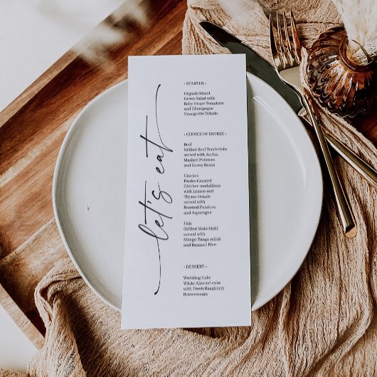 Klassische Elegance Wedding Brautparty Menu Menükarte